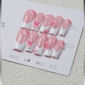 Pink Floral Press on Nails